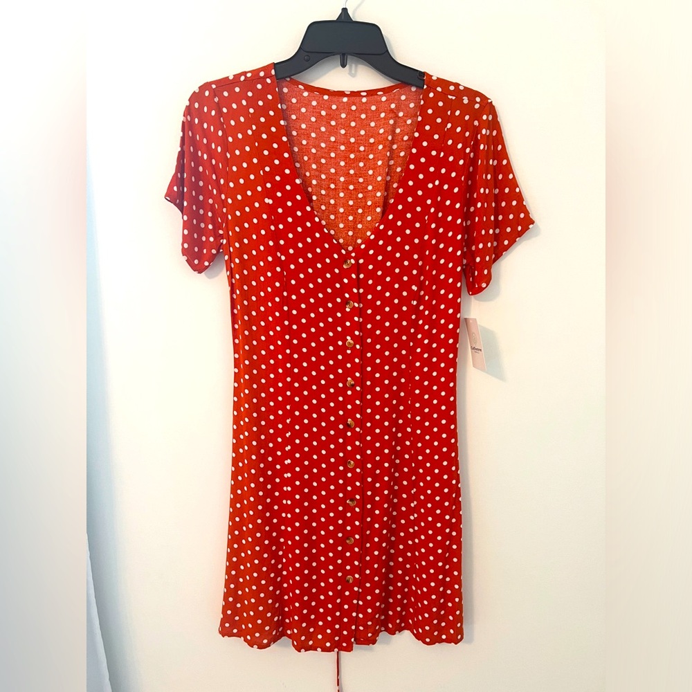 Vintage orange and white polka dot dress